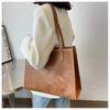 Women's Faux Leather Large Capacity Satchel Bag Korean Style Vintage Single Shoulder Handbag Crossbody Purse
