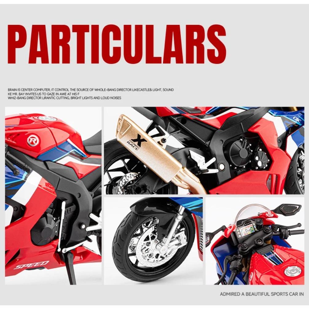 1/9 Honda CBR 1000RR-R Fire Blade Alloy Sports Motorcycle Model Diecast Street Racing Motorcycle Model Sound Light Kids Toy Gift