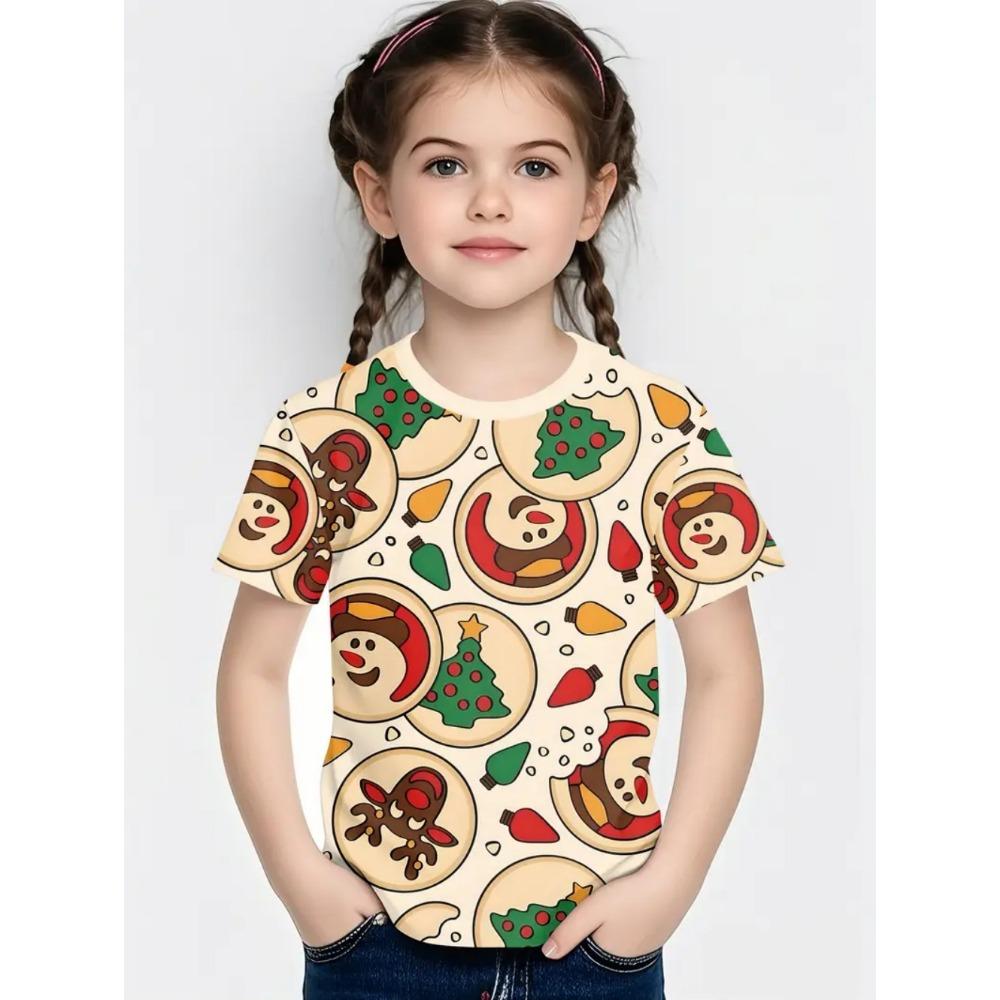 Cute Santa Claus Children's T-Shirt Christmas 3D Print Girl Short Sleeve T-Shirt Holiday Boys Clothes O-Neck Tees Tops Clothing