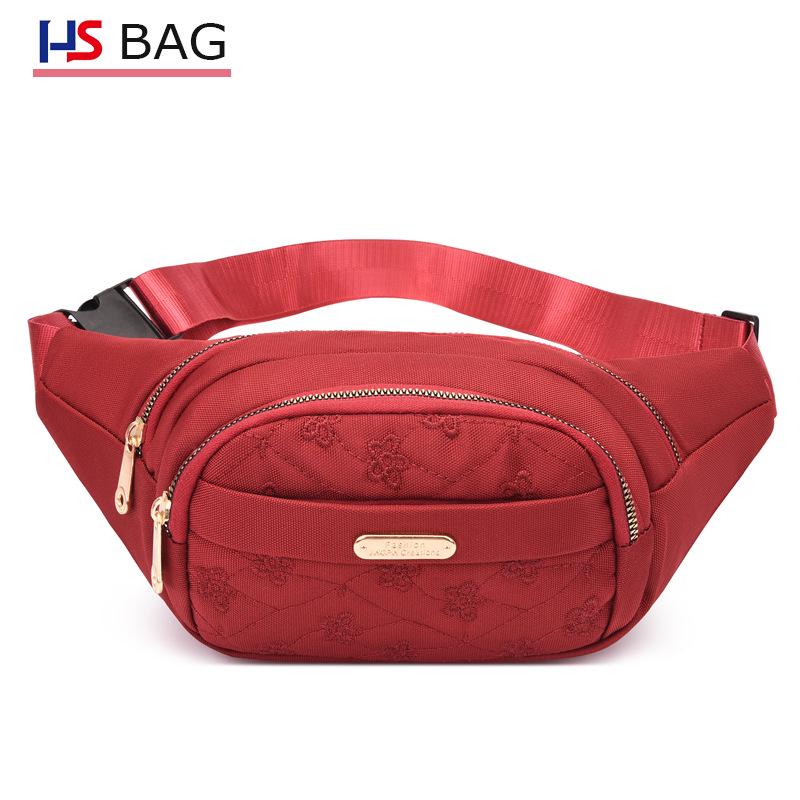 

Women s Water-Repellent Embroidered Fanny Pack - Large Capacity Multi-Layer Casual Waist Bag for Outdoor Sports 34x15x4 cm