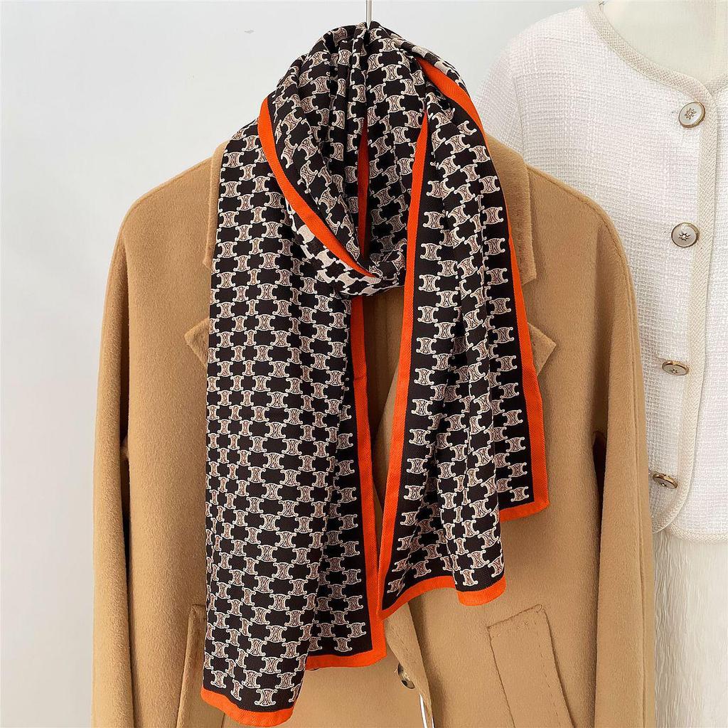 Herringbone Velvet Scarf: Winter, Versatile, Thickened, Hand-Rolled Edges, Small & Long