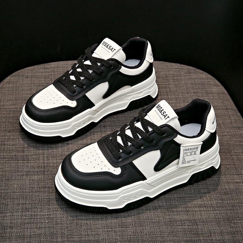 Leather Platform White Shoes Women's Shoes Spring New Heightening Board Shoes Versatile Casual Shoes Children's Sports Shoes