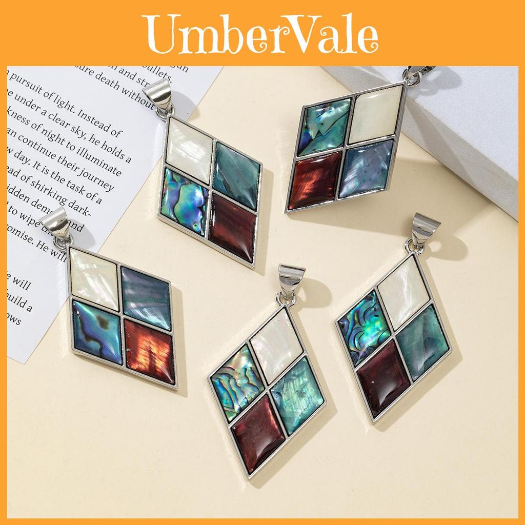 Shell Embellished Diamond Shape Necklace Pendant With Jewelry Accessory For Fashion Enthusiasts