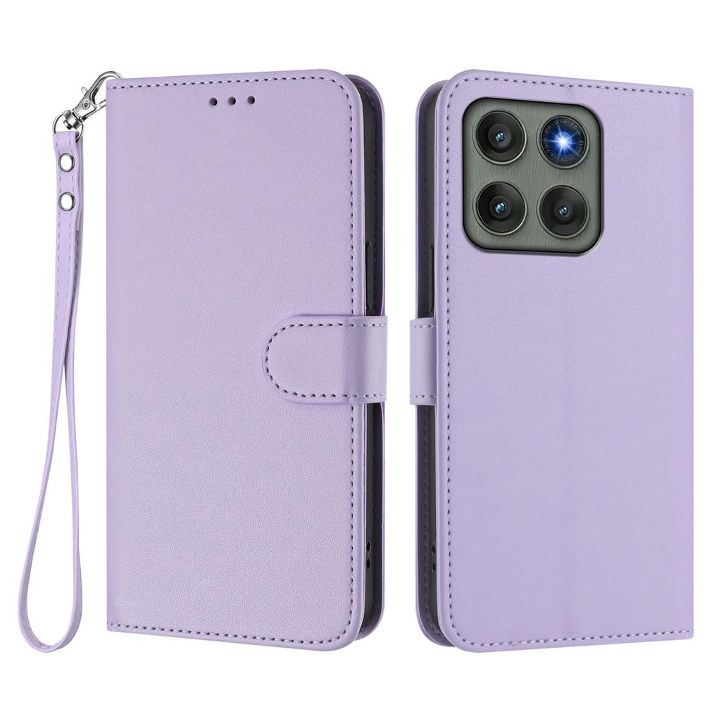 For Motorola Edge 60 Pro 5G Leather Case Wallet Stand Phone Cover with Wrist Strap