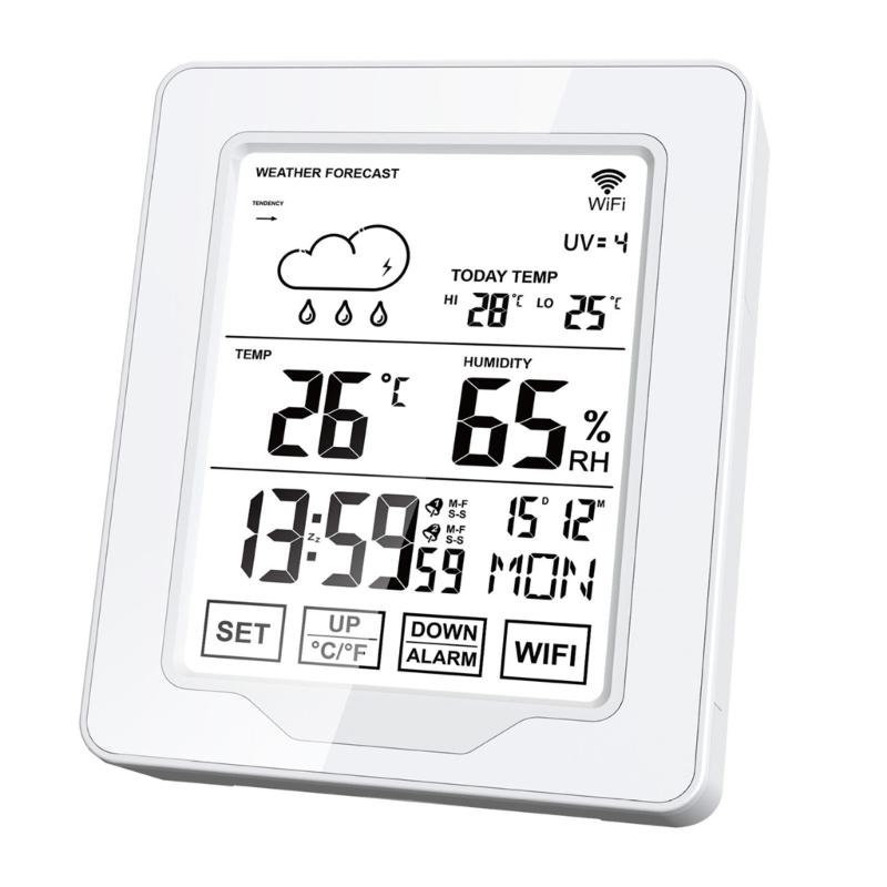 Indoor Outdoor Thermograph Hygrometer Wireless Weather Forecasting Touchable LCD Display Use for Home School Outdoor 1