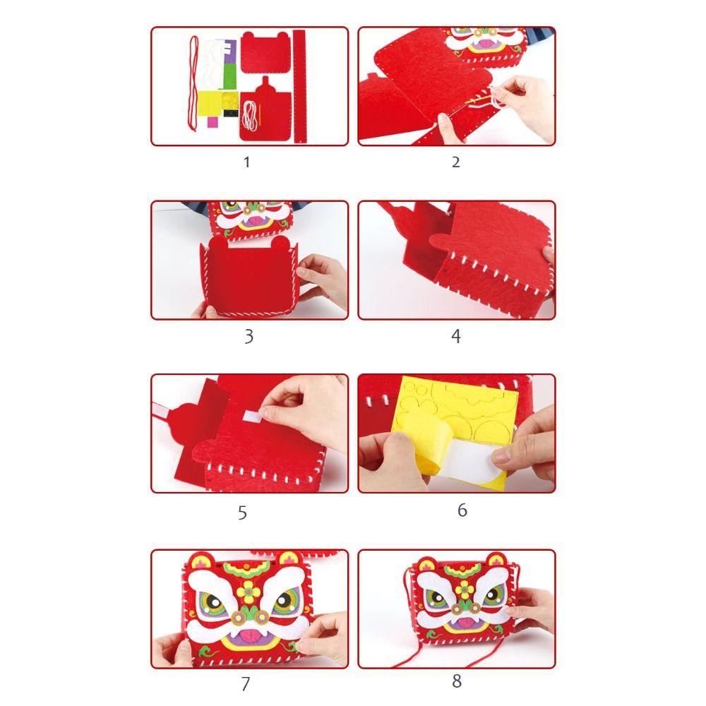 Non-woven Fabric DIY Dragon Bag Toy Chinese Style New Year Portable Handbag  Party