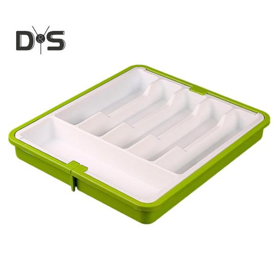 

Органайзер для ящиков для столовых приборов Выдвижной держатель для столовых приборов Не содержит BPA Большая вместимость Легко моется Расширяемый лоток для столовых приборов зелёный/белый