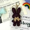 NEW 1PC Cute PU Leather Solid Color Bunny Keychain Creative Bow Bunny Keyring Car Key Holder Pendant Bag Charm Gifts