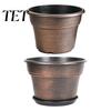 Lightweight Durable Plant Holders Retro Flower Pot with Saucer, Bronze Finish Drainage Holes, Decorative Pots for Balcony Breathable Thickened Plastic