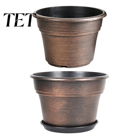 Lightweight Durable Plant Holders Retro Flower Pot with Saucer, Bronze Finish Drainage Holes, Decorative Pots for Balcony Breathable Thickened Plastic
