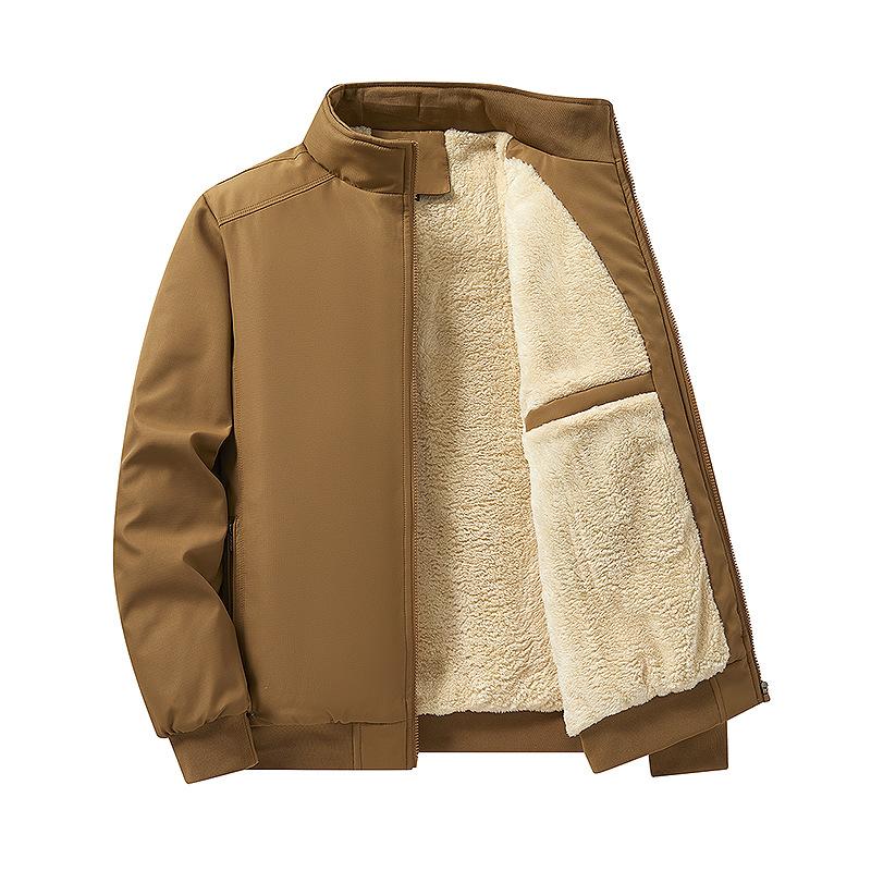 Flight Jacket Cotton-padded Jacket Men's Fleece Warm Down Jacket Fashionable Stand-up Collar Cotton-padded Jacket Plus-size Cotton-padded Jacket