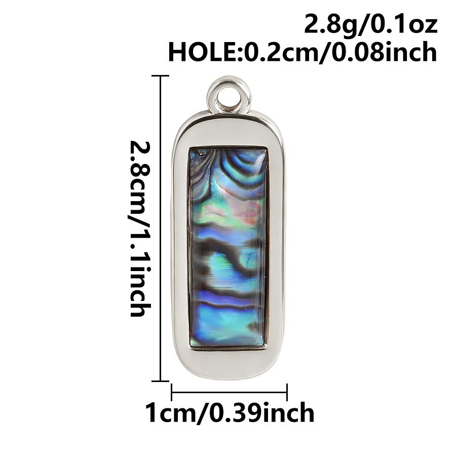 3pcs Geometric Charm Real Abalone Shell Stainless Steel Pendants For Jewelry Making Supplies Rectangle Round Pendant DIY Finding
