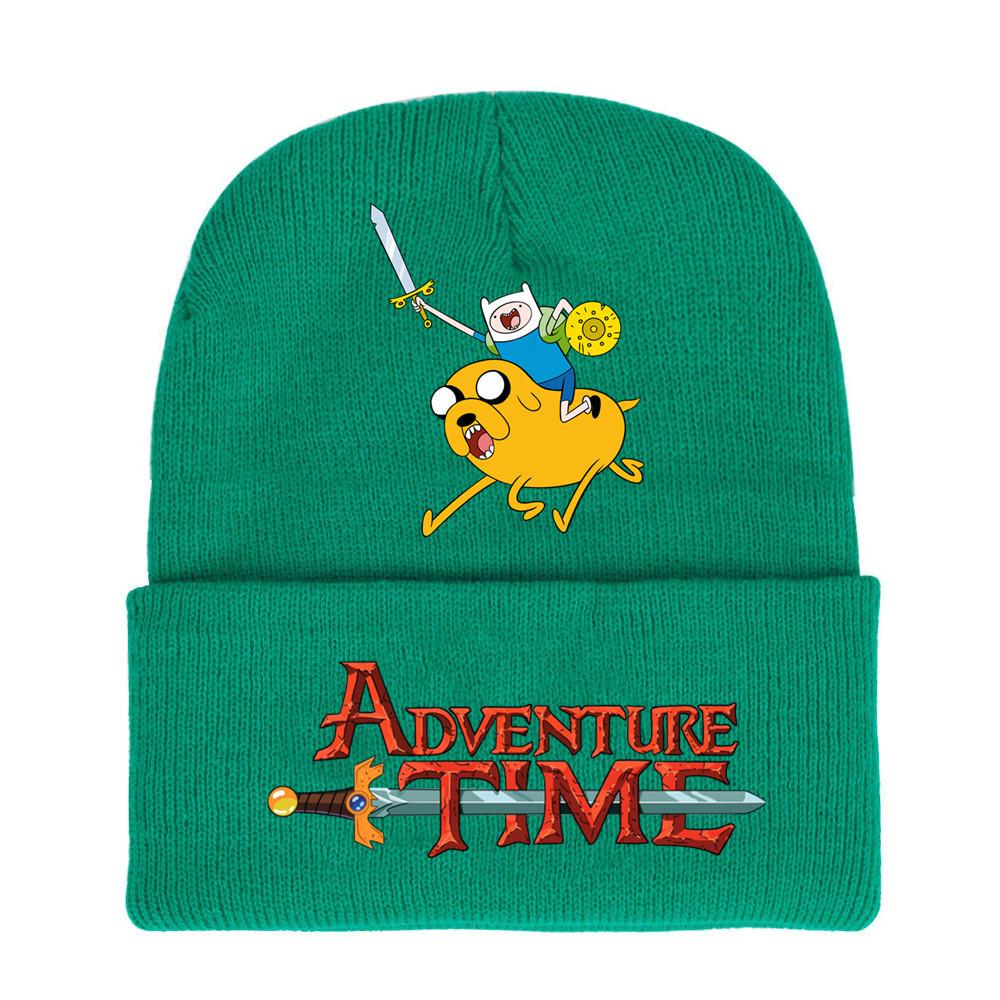 Adventure Time Cartoon Print Acrylic Knit Hat Winter Warm Unisex Beanie For Adults Teens