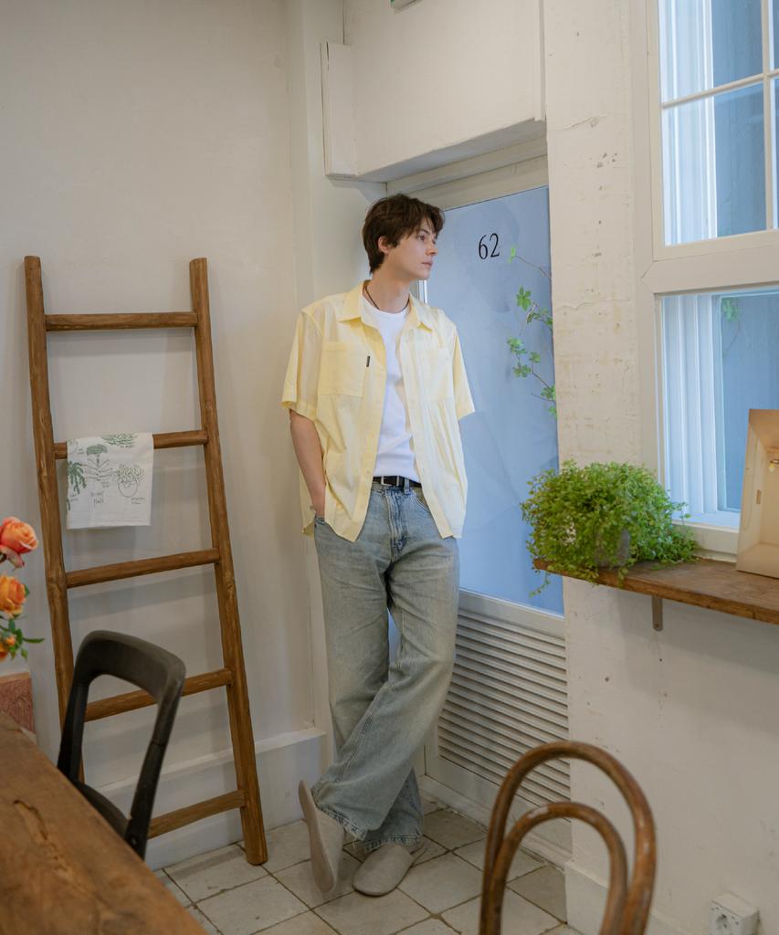 Leunnes Breeze Linen Short-Sleeve Shirt / Lemon