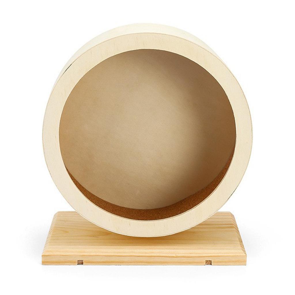 Leises Hamsterlaufrad Holz Übungsrolle Spielzeug für Kleintier mit stabilem Sockel Lustiges Unterhaltungsspielzeug