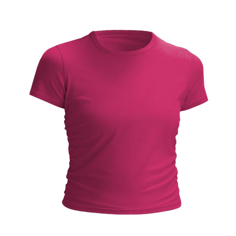 

Women s Quick-Dry Slim Fit Spandex Ribbed Short Sleeve Yoga & Jogging Tee XL/Size 8 for 120-130 lbs