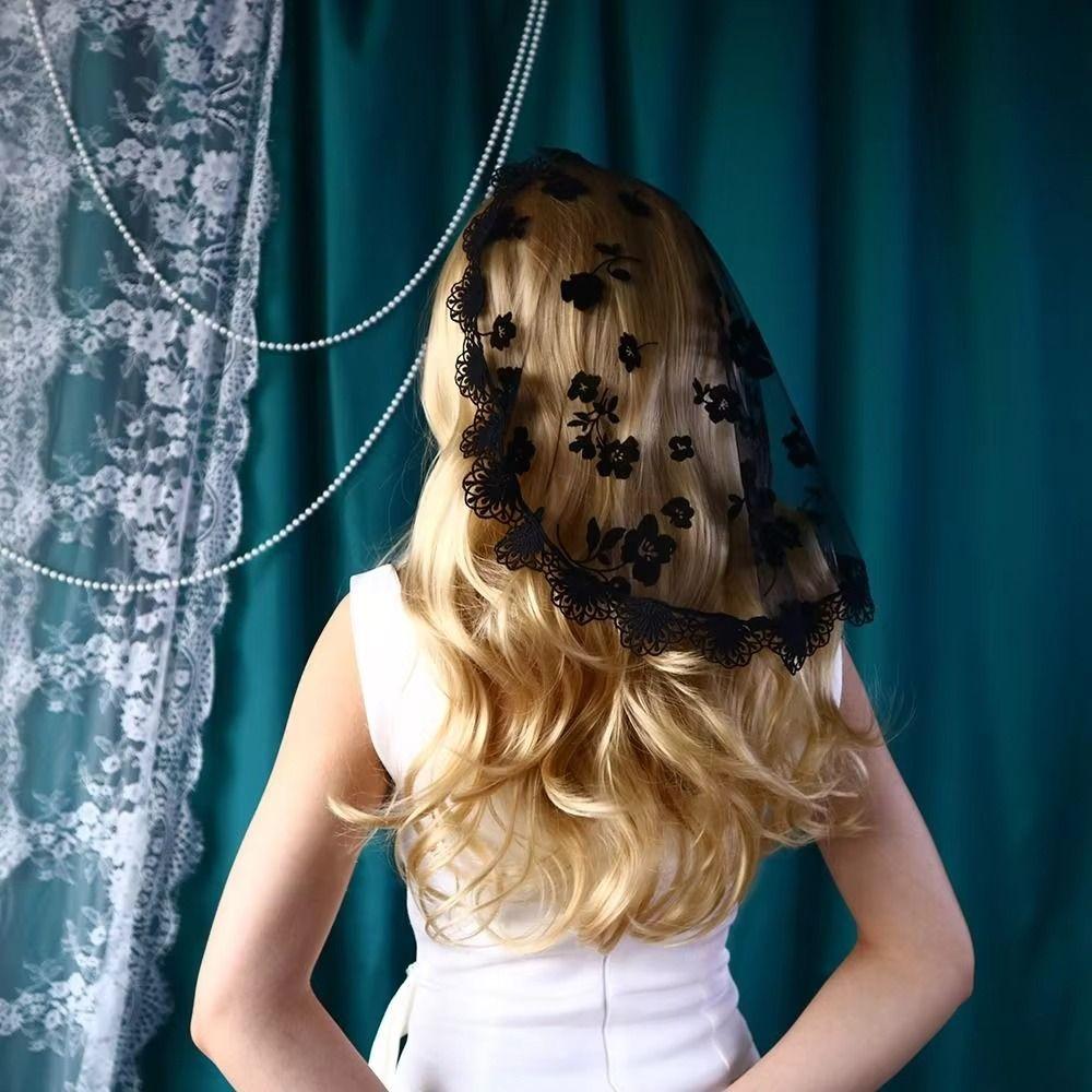 Thin Flower Embroidery Headscarf Hollow Out Women Lace Bandana Lace Scarf Veil Headbands Travel