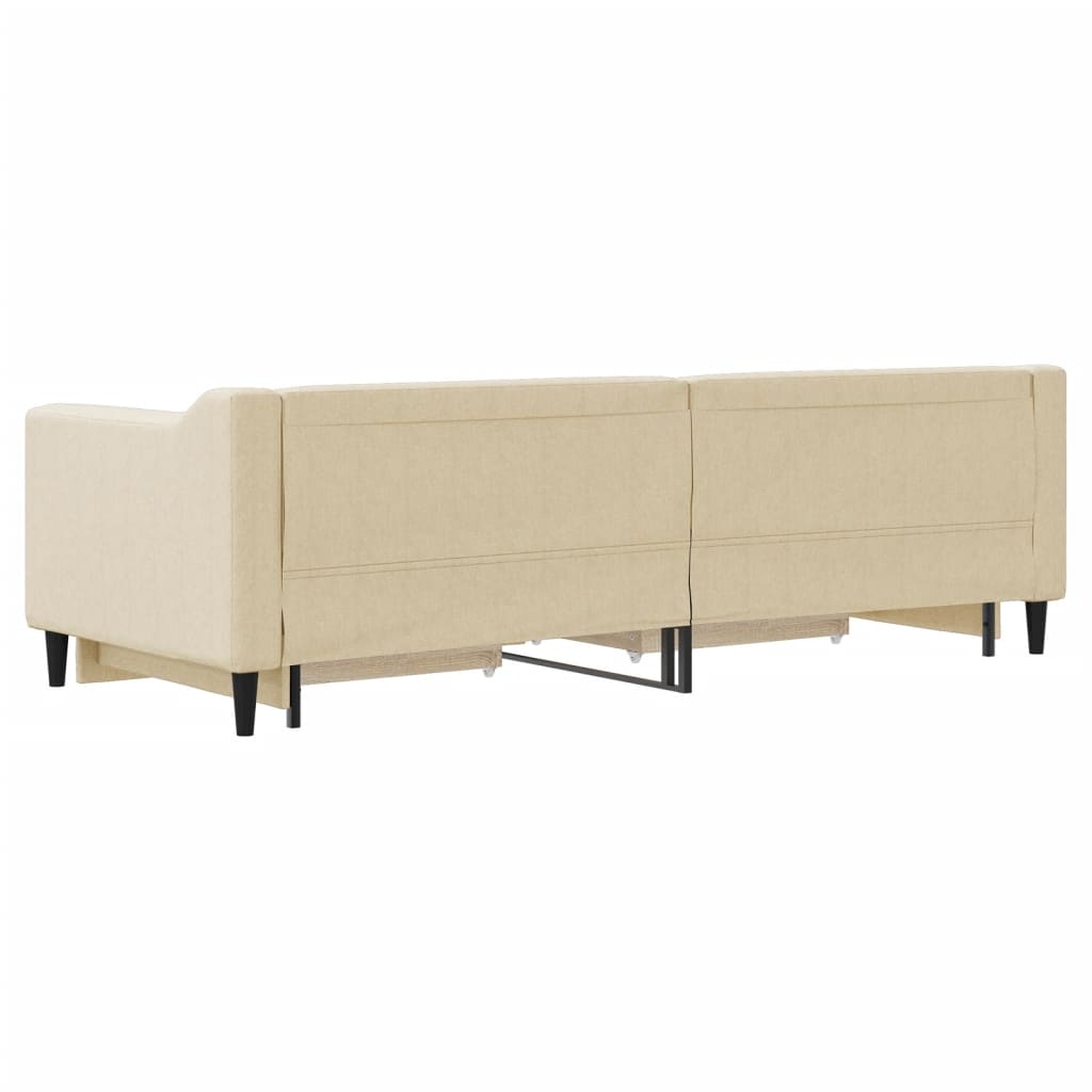 Vidaxl Sofa Rozsuwana Z Szufladami, Kremowa, 80X200 Cm, Tkanina