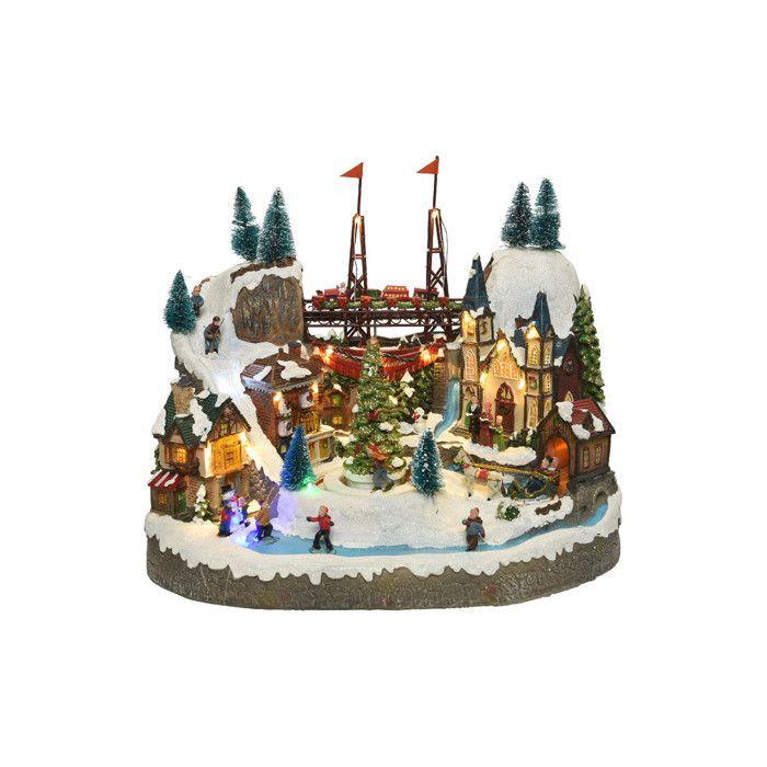 Decorative Object - LUMINEO - CHRISTMAS TOWN - 25.5x39x31.5cm - Multicoloured - With Music