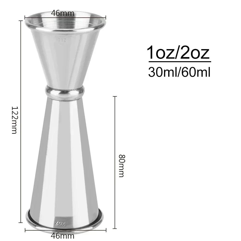 1/2 STKS 30/60ml Nieuwe Dubbele Shot Roestvrij Staal Maatbeker Cocktailshaker Drank Spirituosen Maat Jigger Keuken Bar Barware Gereedschap