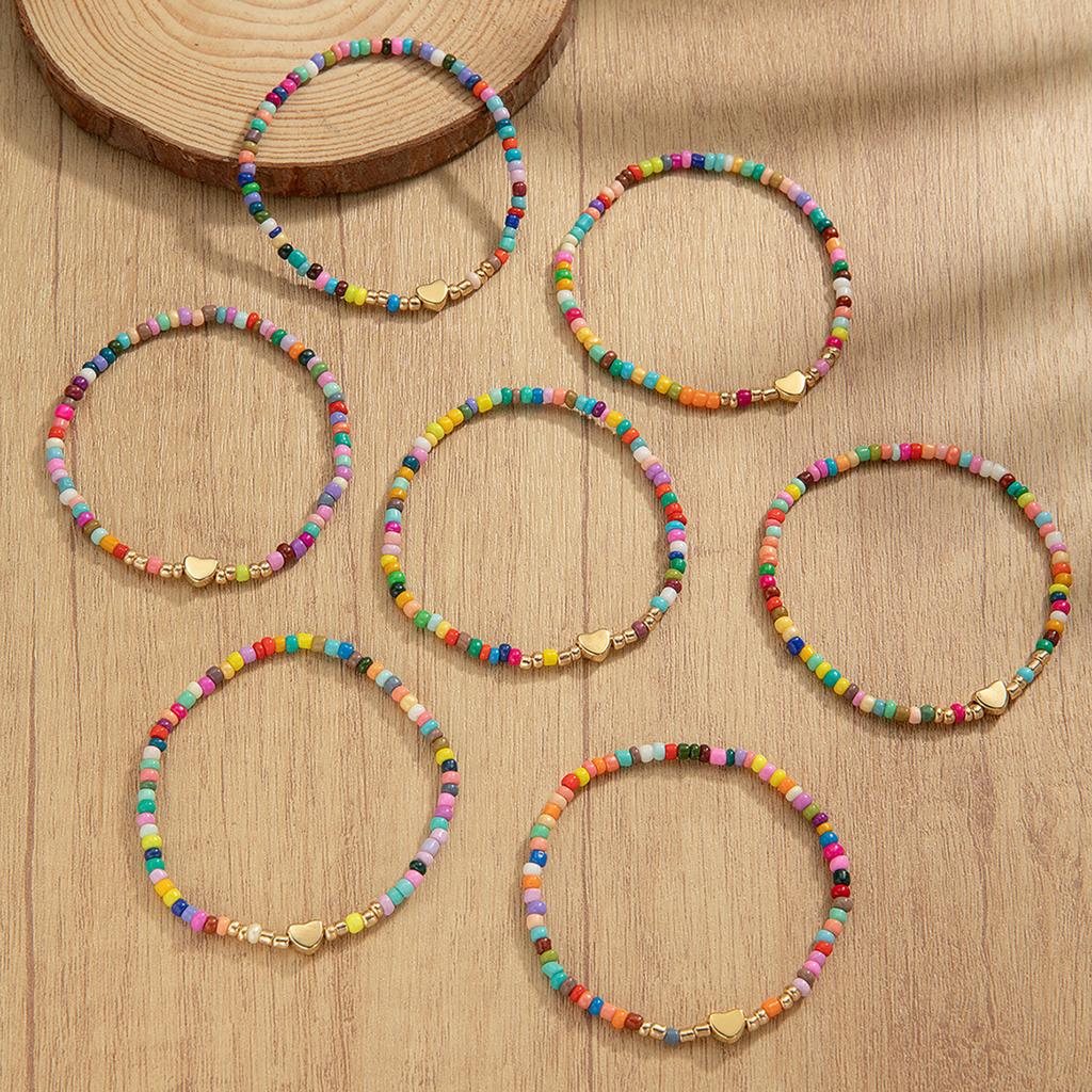7 Colorful Beaded Elastic Bracelets For Women Stylish Stackable Stretch Jewelry Gift Set