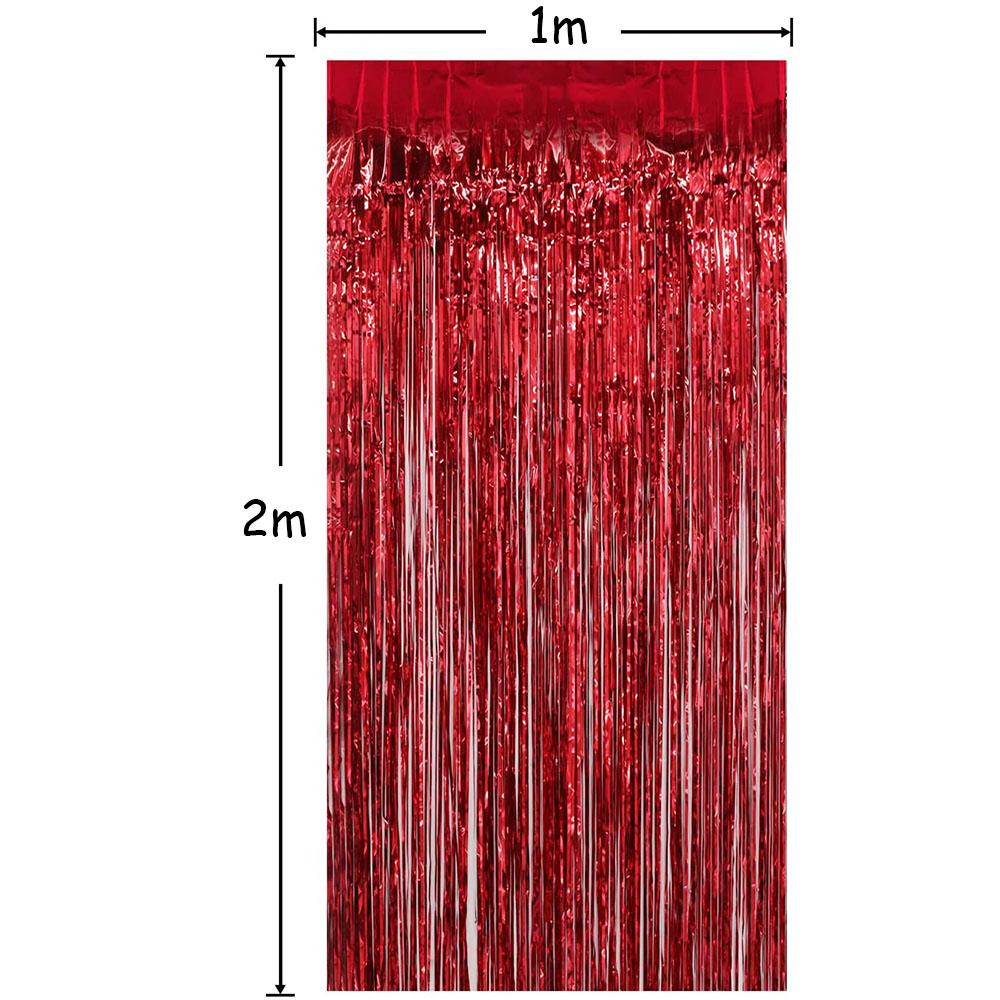3Pack Valentines Day Party Backdrop Decorative Curtains Bachelorette Party Backdrop Metallic Foil Tinsel Fringe Curtain Christma