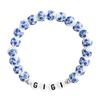 Porcelain Beaded Bracelet Gift - Blue & White Letter Design, Trendy Retro Style for NANA MAMA.