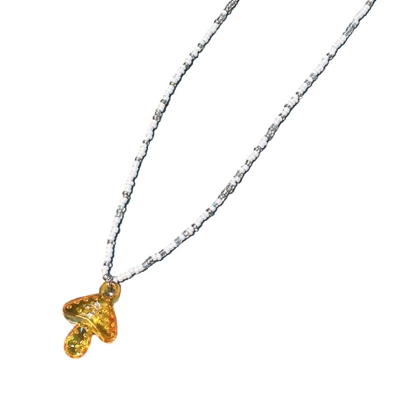 Богемное Бусинное Ожерелье Летнее Жемчужное Ожерелье-Гриб Гавайское Пляжное Ожерелье Украшения Подходит для Женщин и Девочек белый