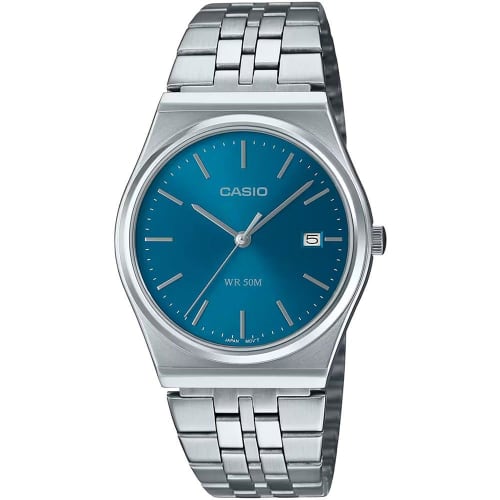 

Casio Enticer Men s Analog Blue Dial Watch MTP-B145D-2A2VDF (A2199), Silver, Retro