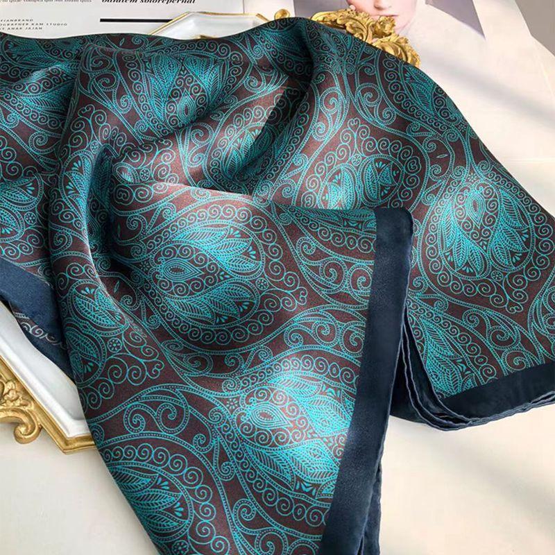 Silk Women'S Double-Sided Cashew Flower Retro 110 Square Scarf Spring And Autumn Thin Versatile Decorative Mulberry Silk Scarf