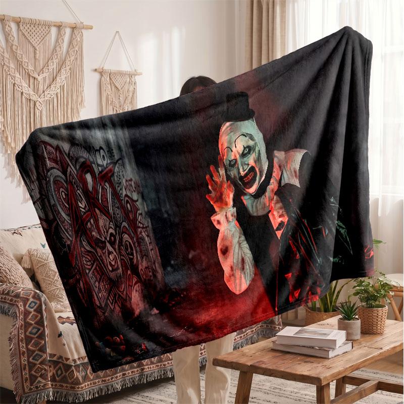 Warm Flannel BlanketTerrifier Art the Clown Soft Cozy Throw Blanket for Bedroom Couch