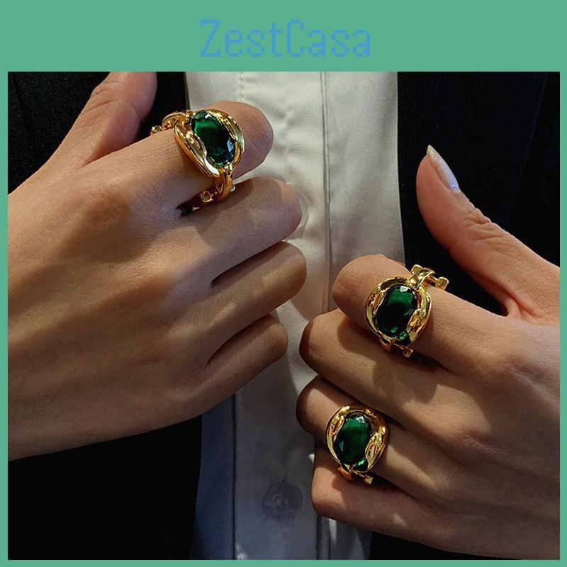 Stunning Fashionable 925 Silver Emerald Inlay Ring For Modern Women With Distinctive Style