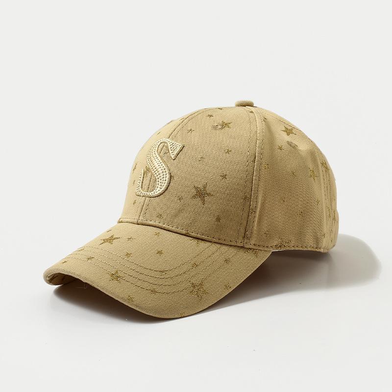 

Summer sunscreen hat women s fashion versatile pure cotton star baseball cap spring and autumn pure cotton curved brim big head circumference cap One Size