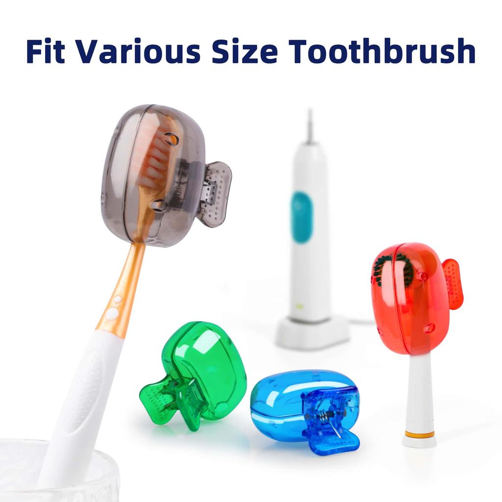 Travel Toothbrush Head Covers Toothbrush Protector Cap Brush Pod Case Protective Portable Plastic Clip for Household Travel, Camping