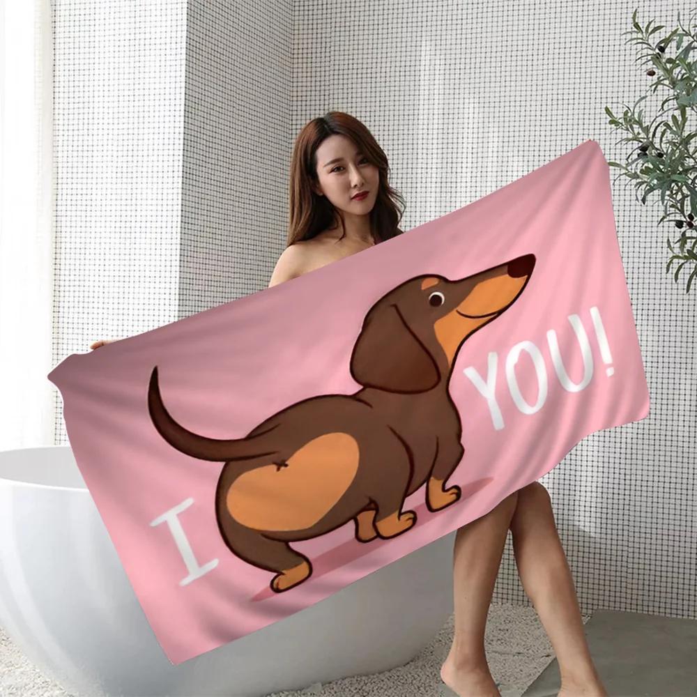 Dachshunds Anime Beach Swimming Towel Soft Absorbent Washcloth Children's Gifts for Kids Travel Camping Gym