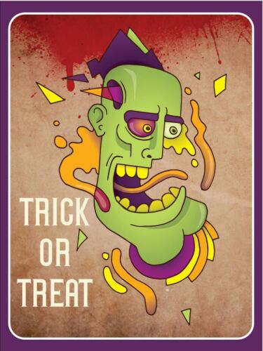 

Metal plaque vintage retro style Trick Or Treat Zombie Classic tin door signAluminum 20x30cm（7.8x11.8inch）
