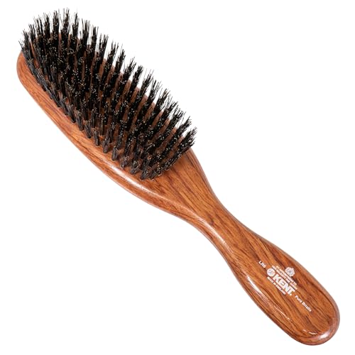 GB KENT Kent Premium Boar Bristle Hairbrush, Royal Warrant Holder, Medium-Bore Bristles, Premium Scalp Massage, Anti-Static, Wooden Finish, Smooth, Sh