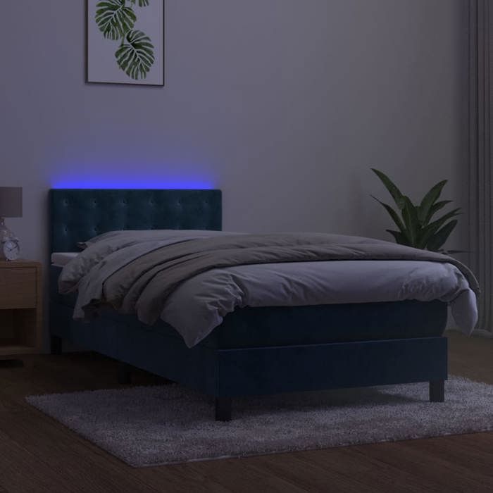 Maison Exclusive - Sommier à lattes de lit avec matelas et LED Bleu foncé 90x190cm