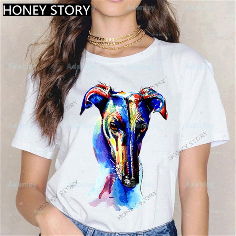 

Fashion Womens Cartoon Dog Hound Print Shortsleeved Tshirt Casual Crewneck Top Wide Kawaii Clothes Harajuku Oversized Tee 4XL