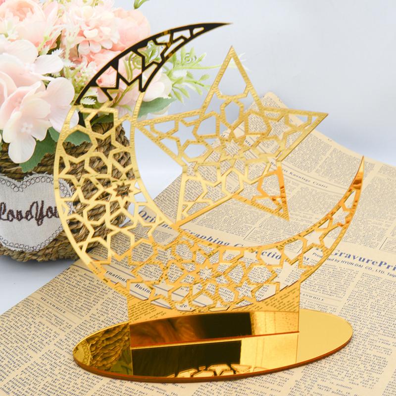 Ramadan Kareem Akrylová ozdoba Eid Mubarak Dekorace pro domov Islámské muslimské párty potřeby Zlatá měsíční dekorace Dárek k EID Al Adha