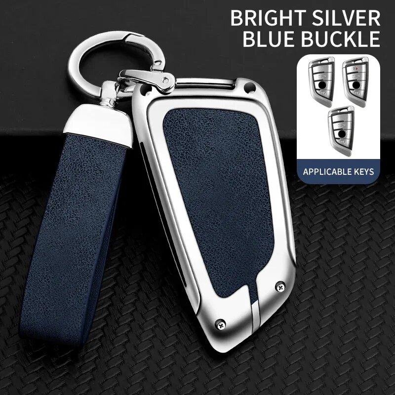 Zinc Alloy Leather Car Key Case For Bmw X5 X3 X1 X6 X7 1 3 5 6 7 Series G20 G30 G11 F15 F16 G01 G02 E39 E46 Car Key Case