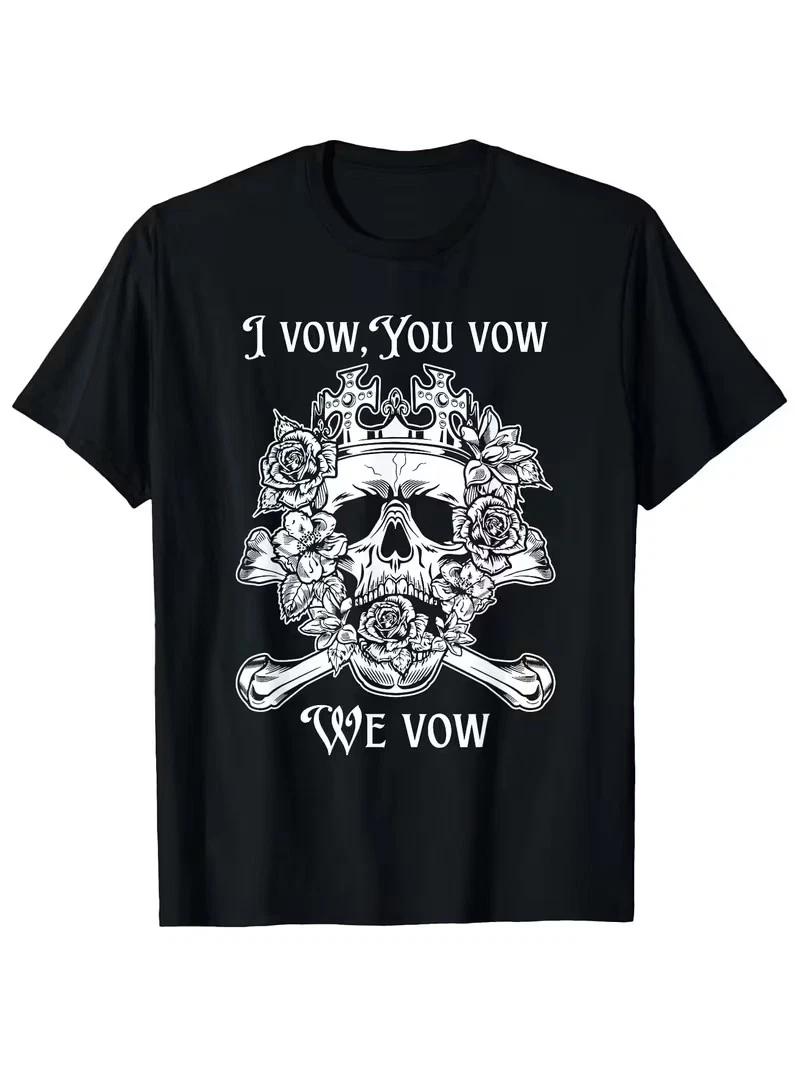 Men s  I Vow You, We Vow  Skull & Roses Graphic T-Shirt - 100% Cotton, Crew Neck M