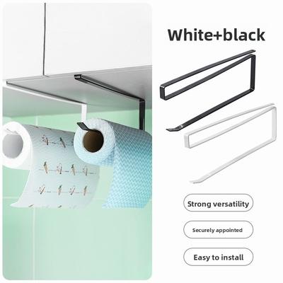 Kitchen Tissue Paper Rack Without Drilling, Household Cabinet Toilet Paper Rack, Storage Rack, Tissue Paper, Cling Film, Rag Storage and Hanging Rack