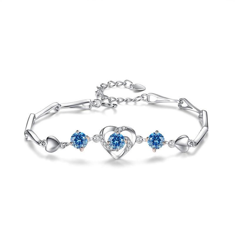 Fashion Chain Heart-shaped Diamond Inlaid Women's Bracelet