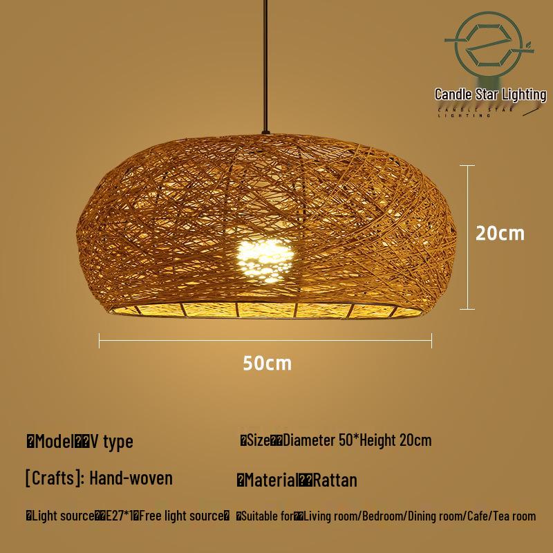 Zen Style Bamboo Rattan Pendant Light for Tea Rooms and Restaurants