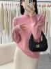 2025 Autumn/Winter Women's Stylish High Neck Ruffle Knit Sweater Pullover in Apricot