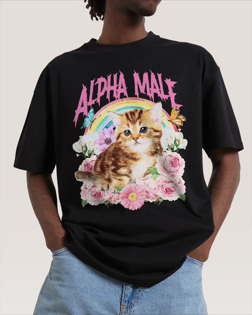 Tričko Alpha Male Kitten Unisex Vtipné Roztomilé Kočičí Grafické Tričko Duha Květinové Streetwear Krátký Rukáv Ležérní Oversized Top