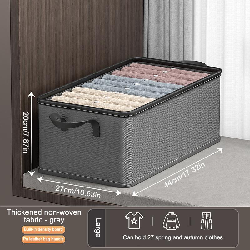 Clothing Storage Bins For Closet With Pu Handles Foldable Drawer Clothes Organizer For Organizing Wardrobe