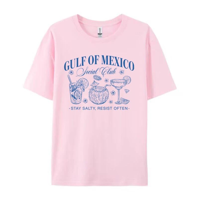 

Women Unisex Gulf of Mexico Social Club T Shirt Trendy Democrat Tshirts Retro Funny Beach Vacation TShirts Liberal Top Gift 4XL