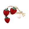 Unique Rhinestones Strawberry Brooch Pin Delicate Fashion Accessory Portable for Clothing and Bags Decoration Casual Wear